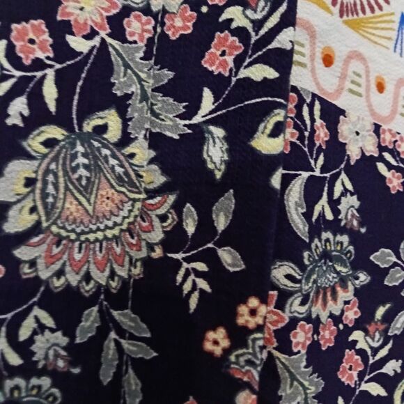 Boho Chic NWT Sz. M Multi Color Patchwork 3/4 Sleeve Button Up Blouse - Picture 6 of 16